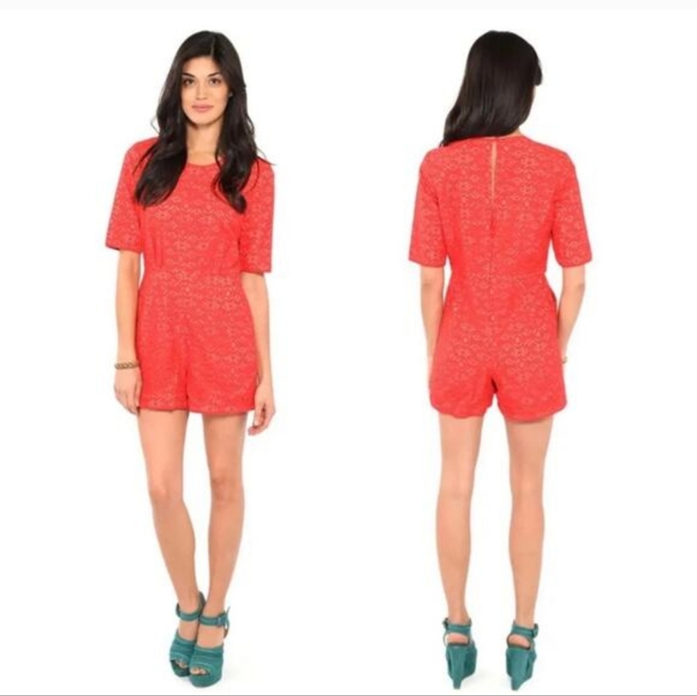 BCBGMaxAzria Coral Lace Romper